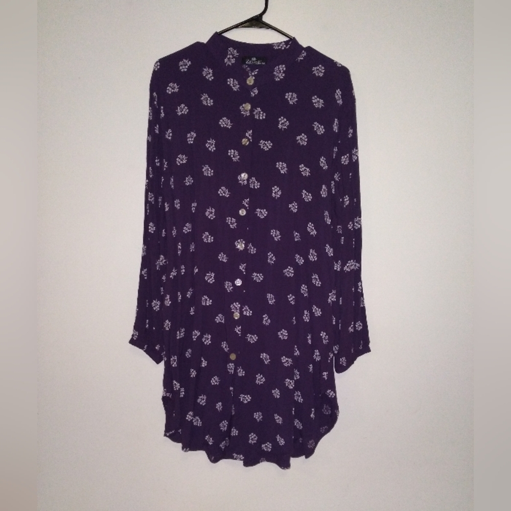 Floral Button-Up Long Sleeve Shirt Dress